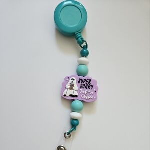 RETRACTABLE BADGE REEL HOLDER-Ghost With Coffee -NEW